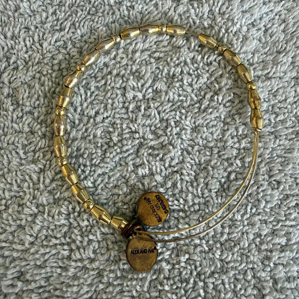 Women's Alex and Ani Gold Beaded Bangle Bracelet One Size - Picture 1 of 7